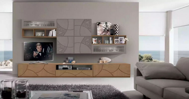 Design Wandcloset Regal Stuffzëmmer Holz Schief Wandregaler Italien Nei