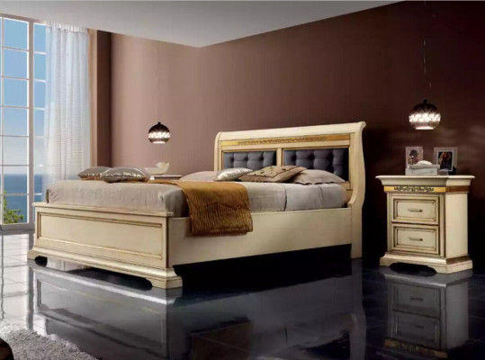 Bett 2x Nuetsdëscher 3tlg. Schlofzëmmer Set Designer Luxus Komplett Setzer