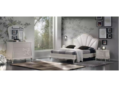 Luxus Schlofzëmmer Set 5-deleg. Bett 2x Nuetsdëscher Kommode Designer Miwwelen