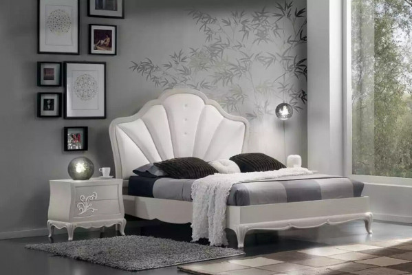 Luxus Schlofzëmmer Set 5-deleg. Bett 2x Nuetsdëscher Kommode Designer Miwwelen