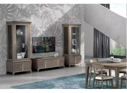 Wunnmauer Klassesch TV-Stänner Wunnzëmmer Vitrinn Sideboard Gro 3-deleg.