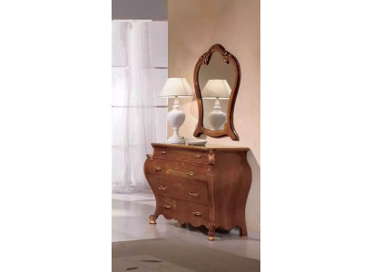 Schlofzëmmer Spigel Kommode Holz Klassescht Design Luxus Braun Neit
