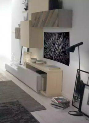 Design Wunnzëmmer Set Vitrin Wandregaler Wuunwand Regal Schranken 4 Stécker.