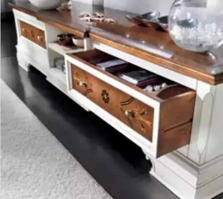 Wunnwand Wunnzëmmer Set Wäiss Lowboard Wanndréckel 7tlg Set Wunnwänn