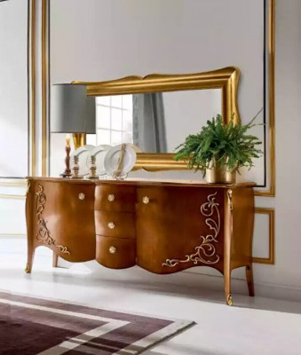 Sideboard Italienesch Miwwelen Spigel 2-teilg Kommode Sideboard Schaf Holz