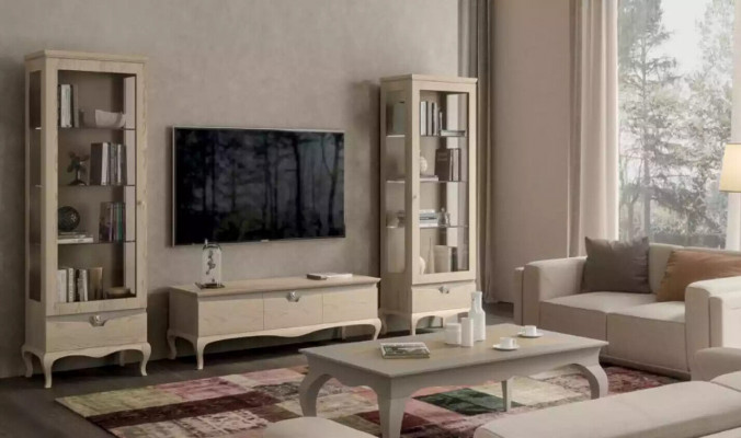 Wunnzëmmer rtv Vitrin Wunnwand Schief Design Art déco Vitrinen Set