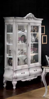 Holz Vitrine wäiss Sideboard Design Schief Italienesch Miwwelen Schaf