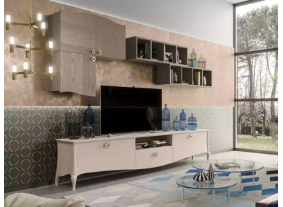 Wunnwand RTV Wandkabinett Regal Wunnzëmmer Holz Schief Wand Regaler