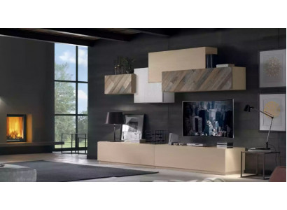 Wunnzëmmer Komplett Set Lowboard RTV Schaf Wand Garnitur Luxus Nei
