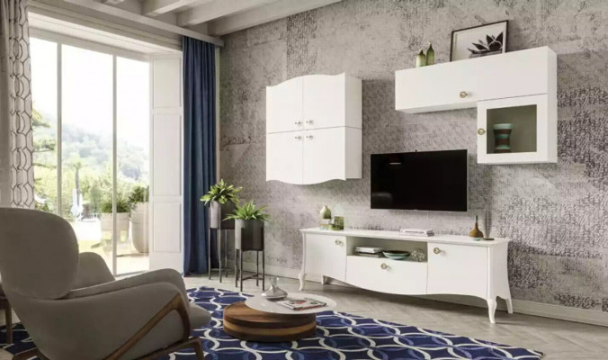 Luxus TV-Stänner Wunnzëmmer RTV Lowboard Sideboard Wunnwand Wäiss Nei
