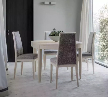 Iessdësch Garnitur Grupp Iesszëmmer Dësch Set 4x Still Holz 5tlg Beige