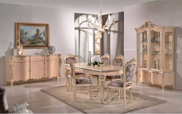 Säitenaus Kommode Luxus Beige Schief Hëlz Hëlzschaf Schaf 200x57x100