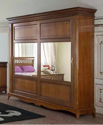 Schlofkummermiwwel Kleederschaf mat Spigel Massivholz Design Italien.