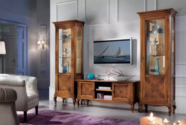 Wunnzëmmer TV-Ständer 2x Vitrin 3tlg. Neit Wunnzëmmermiwwele Set Designer