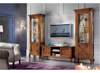 Wunnzëmmer TV-Ständer 2x Vitrin 3tlg. Neit Wunnzëmmermiwwele Set Designer