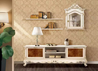 Wunnwand Regaler Wunnzëmmer Holz Wäiss Wandvittrin Wandregaler Italien Nei