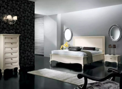 Bett 2x Nuetsdësch 4 Deeler Schlofzëmmer Set Miwwel Kommode Luxus Nei