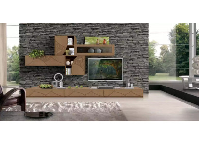 Living Zëmmer Sideboard Wunnmaueren Braun Schief Regal Schaf Design Nei