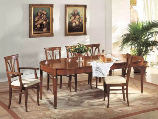Iesszëmmer Set Iess Grupp Holz Dësch 7tlg Komplett Set Iessdësch 6x Stullën