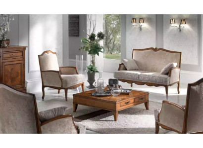 Wunnzëmmer Set Fotel Kaméidi Dësch Canapé 2 Sëtzer Klengkëssen Sëtzer Luxus Beige Nei