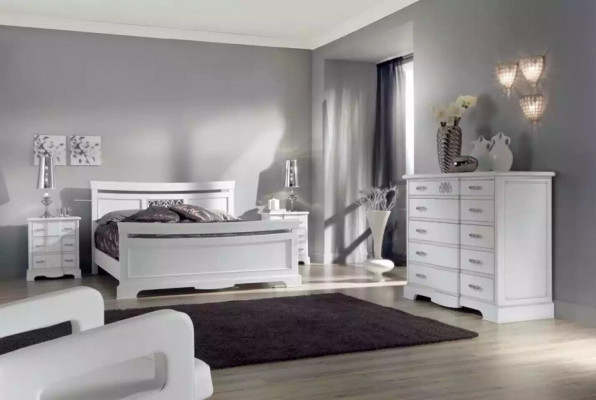 Bett 2x Nuetsdëscher 4-Deeler Schlofzëmmer Set Modern Luxus Schlofzëmmer Nei