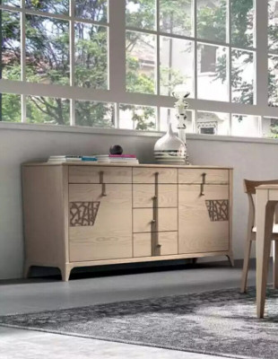 Garnitur Set Dësch 4x Still Beige Vitrin Set Iessgrupp 7tlg. Iesszëmmer