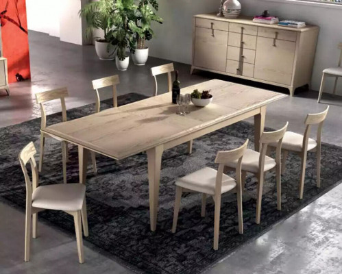 Garnitur Set Dësch 4x Still Beige Vitrin Set Iessgrupp 7tlg. Iesszëmmer