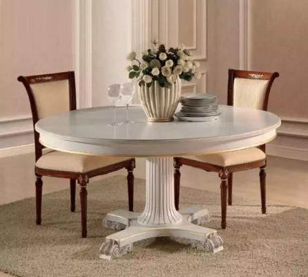 Holz Iesszëmmer Design Miwwelen Ronn Dësch Wäiss Iessdësch Klassesch Iesszëmmer Nei