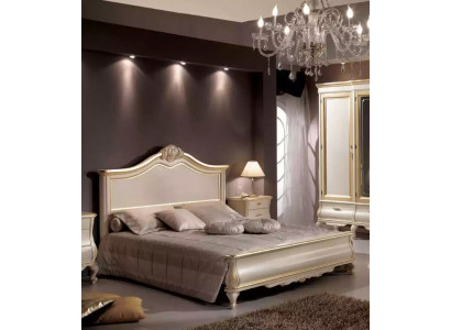 Holz Duebelbett Luxus Design Schlofzëmmermiwwelen Klassesch Beige