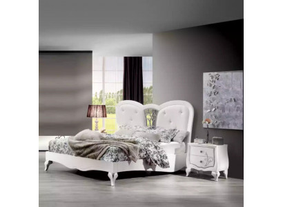 Bett 2x Nuetsdëscher 3-tlg. Schlofzëmmer Set Design Miwwelen Modern Luxus Nei
