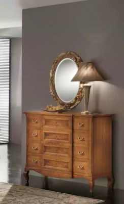 Schlofkummer Kommode mat Spigel Luxus Modern Miwwel Set 2tlg Holz Neit