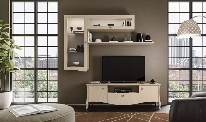 Luxus Fernsehstänner - Stotzwaun, Wunnzëmmer RTV Louboard Wandsregaler Beige Wunng wand Nei