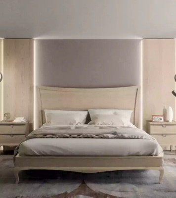 Design Miwwelen Modern Luxus Bett 2x Nuetsdësch Schlofzëmmer Set 3 Deeler. Nei