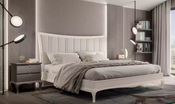 Design-Schlofzëmmer 3-tlg. Bett 2x Nuetstiesch Modern Luxus Better Miwwelen