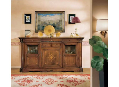 Sideboard Wunnzëmmer Kommode mat Tiräng Holz Schaf Brong Nei