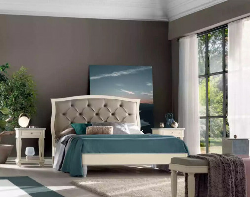 Bett 2x Nuetsdëscher 3 tlg. Schlofzëmmer Set Design Modern Luxus Grupp