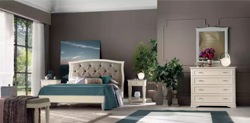 Bett 2x Nuetsdëscher 3 tlg. Schlofzëmmer Set Design Modern Luxus Grupp
