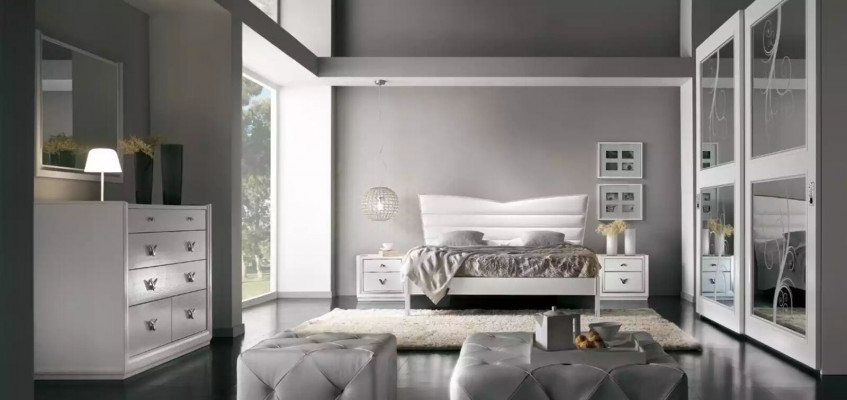 Design Miwwel Bett 2x Nuetsdëscher 3-deeleche Schlofzëmmer Set Luxus Better Nei