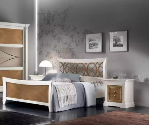 Schlofzëmmer Miwwelen 3tl. Set Bett Massivholz Nuetsdëscher 2x Better Holz