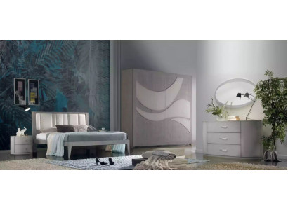 Schlofzëmmer Bett 2x Nuetsdëscher Kleederschaf Kommode Luxus Set 5 Deeler.
