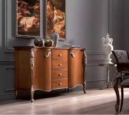 Sideboard Schief Schrënn Miwwelen Massiv Italienesch Holzzchaf Brong Nei