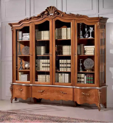 Klassesche Luxus Bicherregal Massivholz Miwwelen Vitrine Regalschaf Schaf