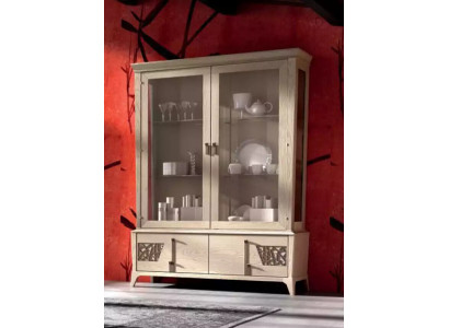 Luxus Vitrinn 2 Dier Holz Schaf Wohnzimmer Glas Schief Design Miwwelen