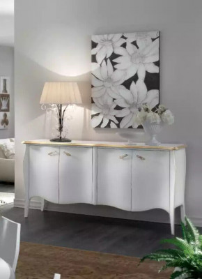 Sideboard Kommode Wunnzëmmer Holz Modern Wäiss Luxus Schief Design