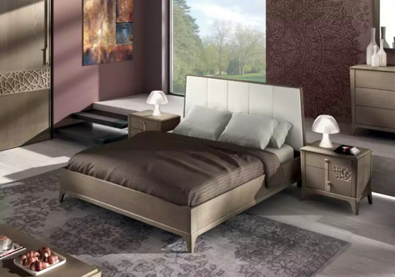 Design-Schlofkummer-Set Bett 2x Nuetsdëscher Klassesch Luxusmiwwelen