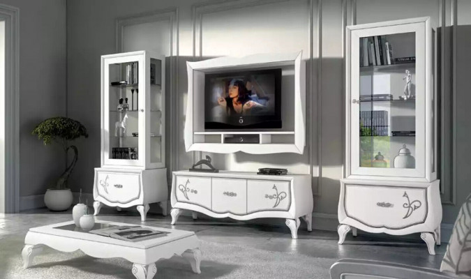 Design Wunnzëmmer Set Vitrin 2x TV-Rahmen Wandregal Wunnwand 4tlg.