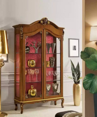 Vitrin Holz Miwwel Glas Schaf Braun Vitrine Wunnzëmmer Kommode Nei