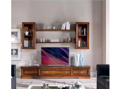 Klassesch Wunnwand Wunnzëmmer Wandregaler Sideboard RTV Braun Lowboard