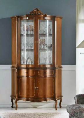 Holzvitrine Héichwäerteg Luxus Vitrine Schaf klassescht Design Miwwelen brong