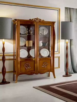 Luxus Holz Vitrine Anrichte Design Braun Italienesch Miwwelen Schaf Nei